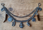 Preview: 1 Lederhosen-Charivari zweireihig, 9 Anhänger, antik-silberfarben, ca. 33 cm