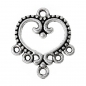 Preview: 5 Verbinder, Herz, 19 x 21 mm, antik-silberfarben
