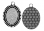 Preview: 3 ovale Fassungen für 25 x 18 mm Cabochons, antik-silberfarben