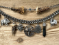 Preview: 1 Lederhosen-Charivari, zweireihig, 11 Anhänger, antik-silberfarben, ca. 33 cm