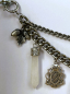 Preview: 1 Lederhosen-Charivari zweireihig, 11 Anhänger, antik-silberfarben, 33 cm