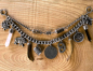 Preview: 1 Lederhosen-Charivari, zweireihig, 11 Anhänger, antik-silberfarben, ca. 30 cm