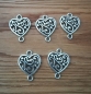Preview: 10 Verbinder, Herz, 19 x 15 mm, antik-silberfarben