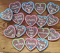 Preview: 50 Herzbuttons "Lebkuchenherz", bunte Mischung, ca. 57 x 54 mm, Angebot für Wiederverkäufer, Vereine etc.