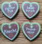 Preview: 1 Herzbutton "Lebkuchenherz", viele Sprüche zur Wahl, ca. 57 x 54 mm