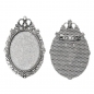 Preview: 3 Broschenfassungen für 4 x 3 cm Cabochons, antik-silberfarben