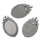 Preview: 3 Broschenfassungen für 4 x 3 cm Cabochons, antik-silberfarben