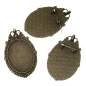 Preview: 3 Broschenfassungen für 4 x 3 cm Cabochons, antik-bronzefarben