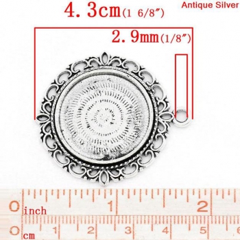 3 Fassungen für 25 mm Cabochons, antik-silberfarben