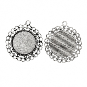 3 Fassungen für 25 mm Cabochons, antik-silberfarben