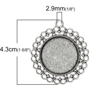 3 Fassungen für 25 mm Cabochons, antik-silberfarben