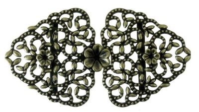 1 Schließe, Dirndlschließe, Schürzenschließe, antik-messingfarben