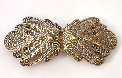 1 Schließe, Dirndlschließe, Schürzenschließe, antik-goldfarben