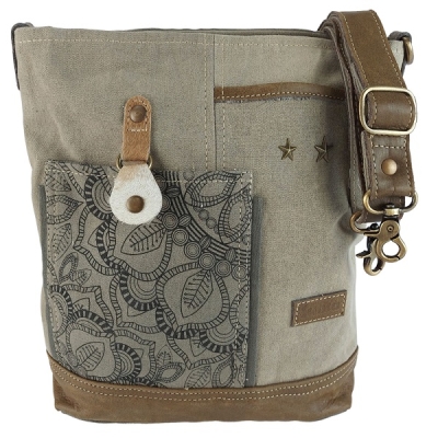 1 SUNSA Crossbody Schultertasche mit Mandalamotiv, khaki