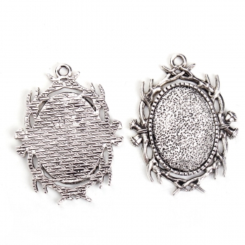 3 ovale Anhängerfassungen für 25 x 18 mm Cabochons, antik-silberfarben