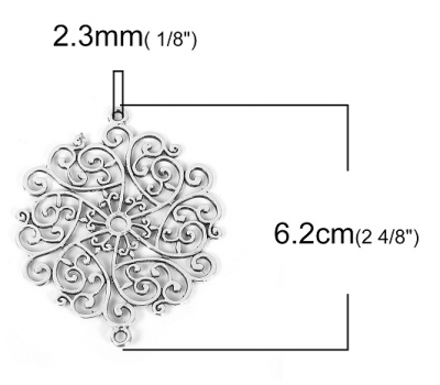 Preview: 1 Verbinder, "Blumenranken", 62 x 51 mm, antik-silberfarben