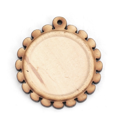 Preview: 3 Anhänger-Fassungen aus Holz für 25 mm Cabochons