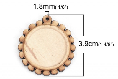 Preview: 3 Anhänger-Fassungen aus Holz für 25 mm Cabochons
