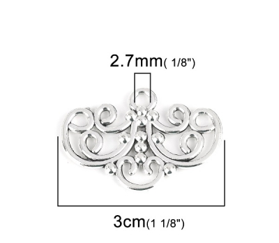 3 Verbinder,  3 x 2cm, antik-silberfarben
