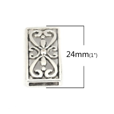 Preview: 1 Schiebeperle, antik-silberfarben, ca. 24 x 13 mm