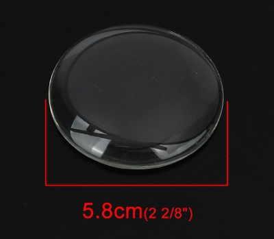 1 runder Glascabochon, klar, 58 mm