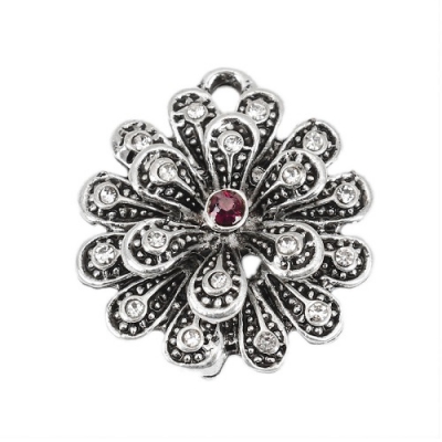 1 Verbinder  Blume, 21 mm, antik-silberfarben