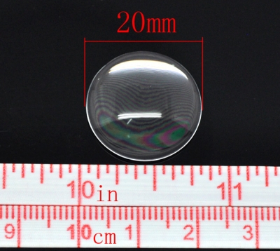 Preview: 10 runde Glascabochons, klar, 20 mm