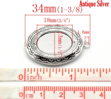 1 Anhängerfassung Medaillon für 18 x 13 mm Cabochons, antik-silberfarben