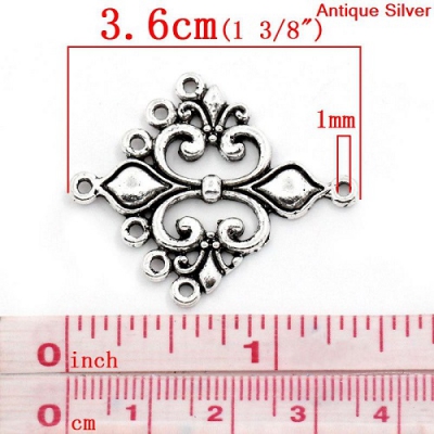 3 Verbinder,  36 x 30 mm, antik-silberfarben