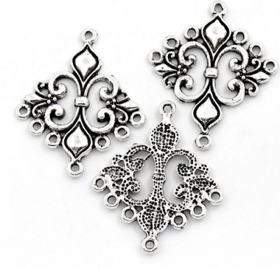 3 Verbinder,  36 x 30 mm, antik-silberfarben