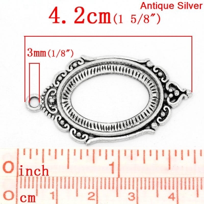 3 ovale Fassungen für 25 x 18 mm Cabochons, antik-silberfarben