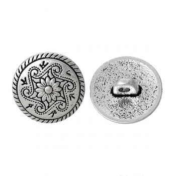 6 Metallknöpfe , 15 mm, antik-silberfarben