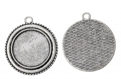 Preview: 3 Fassungen für 25 mm Cabochons, antik-silberfarben