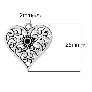 5 Herz-Anhänger, ca. 2,5 cm