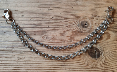 1 zweireihige Charivarikette, Rohling, silberfarben, ca. 34 cm