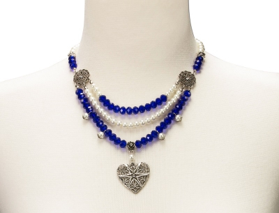 1 Perlen-Collier "Elisabeth" von Alpenflüstern, blau