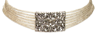 Preview: 1 Perlenkropfkette Edelweiß-Ornament, klar-kristall,  von Alpenflüstern