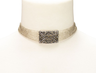 Preview: 1 Perlenkropfkette Edelweiß-Ornament, klar-kristall,  von Alpenflüstern