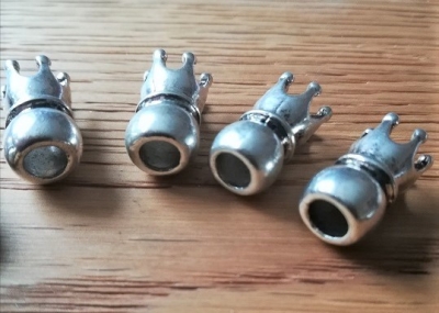 Preview: 5 Metallperlen KRONEN, antik-silberfarben, 16 x 9 mm