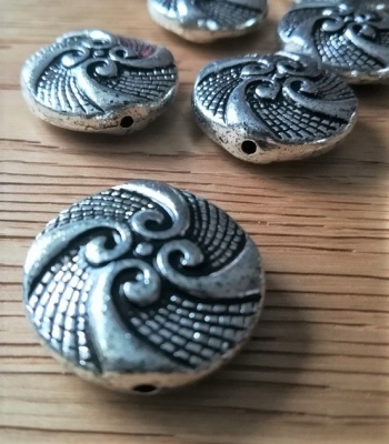 Preview: 10 Kunststoffperlen, antik-silberfarben, 2,5 mm