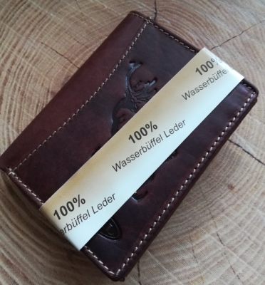 1 Geldbörse "Hirsch", braun, Wasserbüffelleder