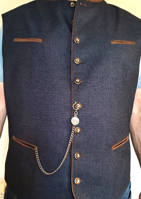 Preview: 1 Westenkette, Schmuckkette für Herrenwesten, antik-silberfarben, ca. 30 cm