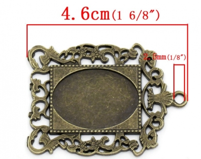 3 Anhängerfassungen für 25 x 18 mm Cabochons, antik-bronzefarben