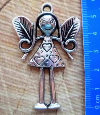 Preview: 10 Engel/Elfen-Anhänger, antik-silberfarben, 5,6 cm