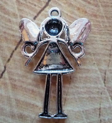 Preview: 10 Engel/Elfen-Anhänger, antik-silberfarben, 5,6 cm