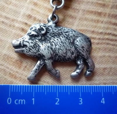 Preview: 1 großer Anhänger Wildsau, antik-silberfarben