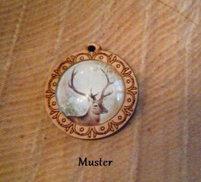3 Anhänger-Fassungen aus Holz für 25 mm Cabochons