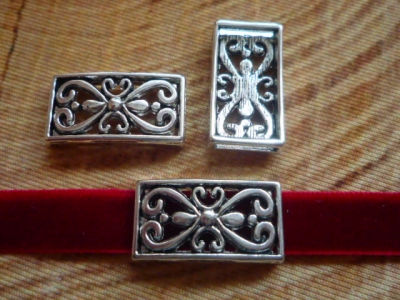 Preview: 1 Schiebeperle, antik-silberfarben, ca. 24 x 13 mm