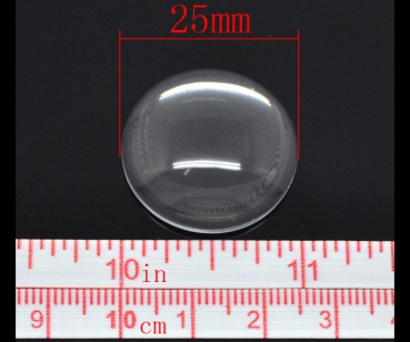 Preview: 10 runde Glascabochons, klar, 25 mm