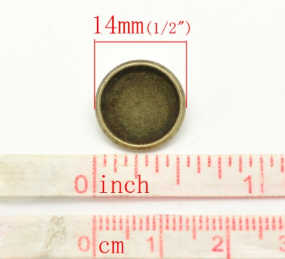 Preview: 5 Knopffassungen für 12 mm Cabochons, bronzefarben